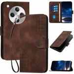 For OPPO Find X8 Grid Butterfly Embossed Pattern Leather Phone Case with Lanyard(Coffee)