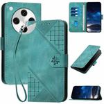 For OPPO Find X8 Pro Grid Butterfly Embossed Pattern Leather Phone Case with Lanyard(Light Blue)