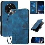 For OPPO Find X6 Grid Butterfly Embossed Pattern Leather Phone Case with Lanyard(Dark Blue)