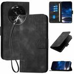 For OPPO Find X6 Grid Butterfly Embossed Pattern Leather Phone Case with Lanyard(Black)