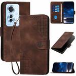 For OPPO Reno11 F / F25 Pro Grid Butterfly Embossed Pattern Leather Phone Case with Lanyard(Coffee)