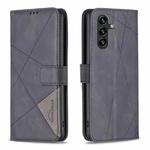 For Samsung Galaxy A26 5G Magnetic Buckle Rhombus Texture Leather Phone Case(Black)