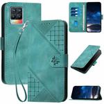 For Realme 8 / 8 Pro Grid Butterfly Embossed Pattern Leather Phone Case with Lanyard(Light Blue)