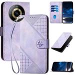 For Realme 11 5G Global YX0080 Grid Butterfly Embossed Pattern Flip Leather Phone Case with Lanyard(Light Purple)