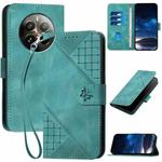 For Realme 12 Pro 5G Global YX0080 Grid Butterfly Embossed Pattern Flip Leather Phone Case with Lanyard(Light Blue)