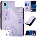 For Realme C30 4G / C30s Grid Butterfly Embossed Pattern Leather Phone Case with Lanyard(Light Purple)