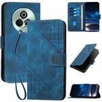 For Realme P3 Pro Grid Butterfly Embossed Pattern Leather Phone Case with Lanyard(Dark Blue)