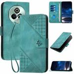 For Realme P3 Pro Grid Butterfly Embossed Pattern Leather Phone Case with Lanyard(Light Blue)