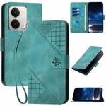 For Realme P3 Ultra 5G Grid Butterfly Embossed Pattern Leather Phone Case with Lanyard(Light Blue)