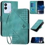 For vivo V30 Lite 5G Global YX0080 Grid Butterfly Embossed Pattern Flip Leather Phone Case with Lanyard(Light Blue)