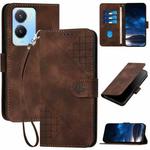 For vivo Y56 5G Global YX0080 Grid Butterfly Embossed Pattern Flip Leather Phone Case with Lanyard(Coffee)