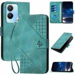 For vivo Y56 5G Global YX0080 Grid Butterfly Embossed Pattern Flip Leather Phone Case with Lanyard(Light Blue)