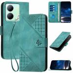 For vivo Y36 4G Global YX0080 Grid Butterfly Embossed Pattern Flip Leather Phone Case with Lanyard(Light Blue)