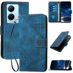 For vivo Y78+ 5G Global / V29 Lite YX0080 Grid Butterfly Embossed Pattern Flip Leather Phone Case with Lanyard(Dark Blue)