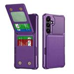 For Samsung Galaxy S24 5G Vertical Flip Card Bag Holder Leather Phone Case(Purple)