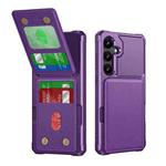 For Samsung Galaxy S24 FE 5G Vertical Flip Card Bag Holder Leather Phone Case(Purple)