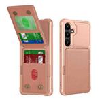 For Samsung Galaxy S24 FE 5G Vertical Flip Card Bag Holder Leather Phone Case(Rose Gold)