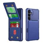 For Samsung Galaxy S24 FE 5G Vertical Flip Card Bag Holder Leather Phone Case(Dark Blue)
