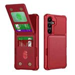 For Samsung Galaxy S24 FE 5G Vertical Flip Card Bag Holder Leather Phone Case(Red)