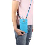 Universal Double Pocket Linen Mobile Phone Storage Shoulder Bag for iPhone 12 / 12 Pro / 12 Pro Max / Below 6.9 inch Smart Phones(Sky Blue)