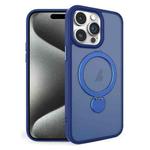 For iPhone 15 Pro Max 360 Degree Rotating MagSafe Magnetic Bracket Frosted Phone Case(Royal Blue)