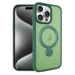 For iPhone 15 Pro Max 360 Degree Rotating MagSafe Magnetic Bracket Frosted Phone Case(Green)