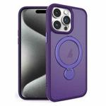 For iPhone 15 Pro 360 Degree Rotating MagSafe Magnetic Bracket Frosted Phone Case(Dark Purple)