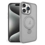 For iPhone 15 Pro 360 Degree Rotating MagSafe Magnetic Bracket Frosted Phone Case(Grey)