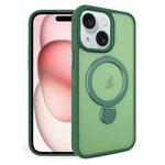 For iPhone 15 Plus 360 Degree Rotating MagSafe Magnetic Bracket Frosted Phone Case(Green)