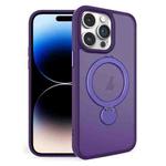 For iPhone 14 Pro Max 360 Degree Rotating MagSafe Magnetic Bracket Frosted Phone Case(Dark Purple)