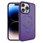 For iPhone 14 Pro 360 Degree Rotating MagSafe Magnetic Bracket Frosted Phone Case(Dark Purple)