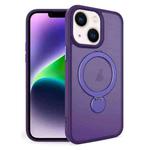 For iPhone 14 Plus 360 Degree Rotating MagSafe Magnetic Bracket Frosted Phone Case(Dark Purple)