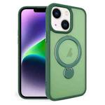 For iPhone 14 Plus 360 Degree Rotating MagSafe Magnetic Bracket Frosted Phone Case(Green)