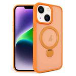 For iPhone 14 Plus 360 Degree Rotating MagSafe Magnetic Bracket Frosted Phone Case(Orange)