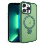 For iPhone 13 Pro Max 360 Degree Rotating MagSafe Magnetic Bracket Frosted Phone Case(Green)