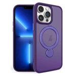 For iPhone 13 Pro 360 Degree Rotating MagSafe Magnetic Bracket Frosted Phone Case(Dark Purple)