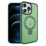 For iPhone 12 Pro Max 360 Degree Rotating MagSafe Magnetic Bracket Frosted Phone Case(Green)