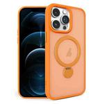 For iPhone 12 Pro Max 360 Degree Rotating MagSafe Magnetic Bracket Frosted Phone Case(Orange)