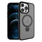 For iPhone 12 Pro Max 360 Degree Rotating MagSafe Magnetic Bracket Frosted Phone Case(Black)