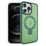 For iPhone 12 Pro 360 Degree Rotating MagSafe Magnetic Bracket Frosted Phone Case(Green)