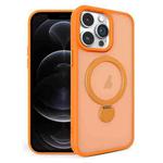 For iPhone 12 Pro 360 Degree Rotating MagSafe Magnetic Bracket Frosted Phone Case(Orange)