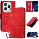 For Infinix Hot 40 Pro 4G YX0080 Grid Butterfly Embossed Pattern Flip Leather Phone Case with Lanyard(Red)