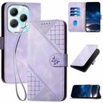 For Infinix Hot 40 Pro 4G YX0080 Grid Butterfly Embossed Pattern Flip Leather Phone Case with Lanyard(Light Purple)