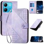 For Infinix Smart 7 Global YX0080 Grid Butterfly Embossed Pattern Flip Leather Phone Case with Lanyard(Light Purple)