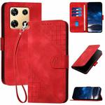 For Infinix Note 30 Pro YX0080 Grid Butterfly Embossed Pattern Flip Leather Phone Case with Lanyard(Red)