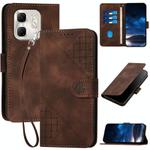 For Infinix Hot 50i / Smart 9 YX0080 Grid Butterfly Embossed Pattern Flip Leather Phone Case with Lanyard(Coffee)