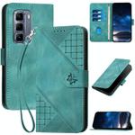 For Infinix Hot 50 Pro 4G Grid Butterfly Embossed Pattern Leather Phone Case with Lanyard(Light Blue)