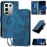 For Infinix Note 50 4G / Note 50 Pro 4G Grid Butterfly Embossed Pattern Leather Phone Case with Lanyard(Dark Blue)