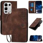 For Infinix Note 50x Grid Butterfly Embossed Pattern Leather Phone Case with Lanyard(Coffee)
