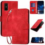For Infinix GT 30 Pro Grid Butterfly Embossed Pattern Leather Phone Case with Lanyard(Red)